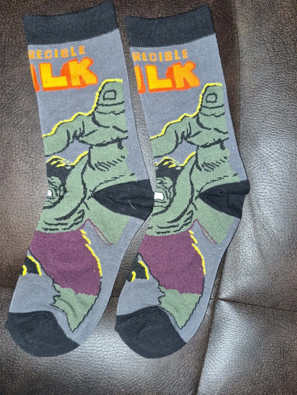 Incredible Hulk Graphic Crew Socks - Green & Gray